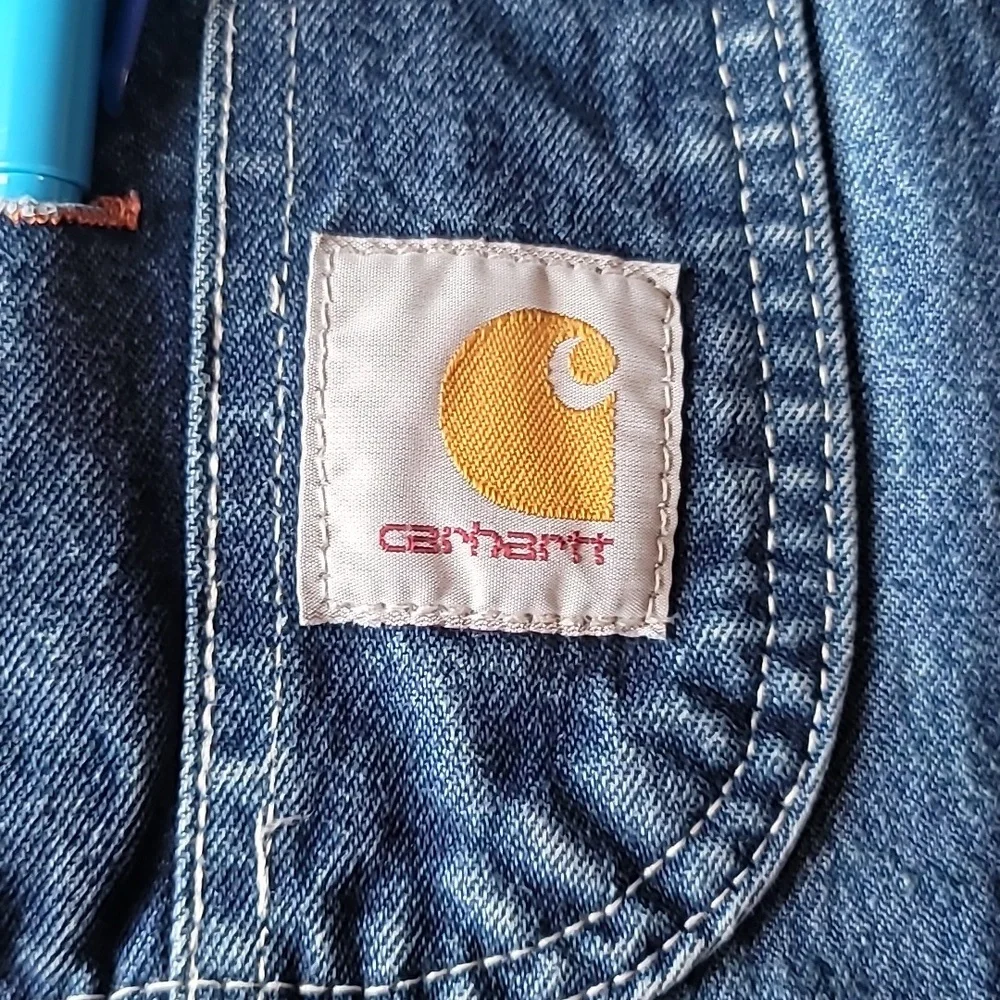carhartt Men Vintage Workwear Overalls Loose Fit Carpenter Blue Jean 42x32 EUC - Picture 8 of 16